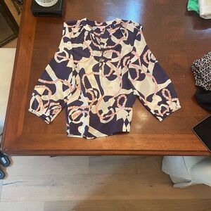 Lilly Pulitzer Navy and Red Rope Pattern Blouse